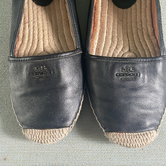 Coach Shoes - Coach Black Leather Slip-On Espadrilles 10B